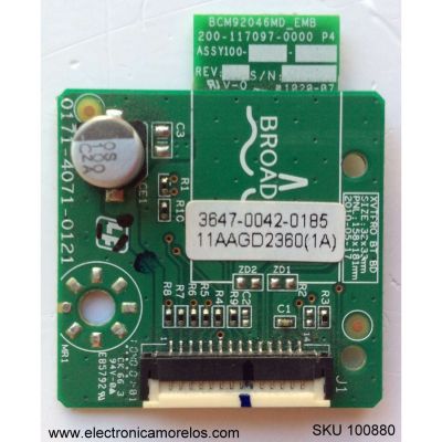 TARJETA DE MODULO DE BLUETOOTH VIZIO 3647-0042-0185 / 0171-4071-0121 / MODELO XVT3D474SV